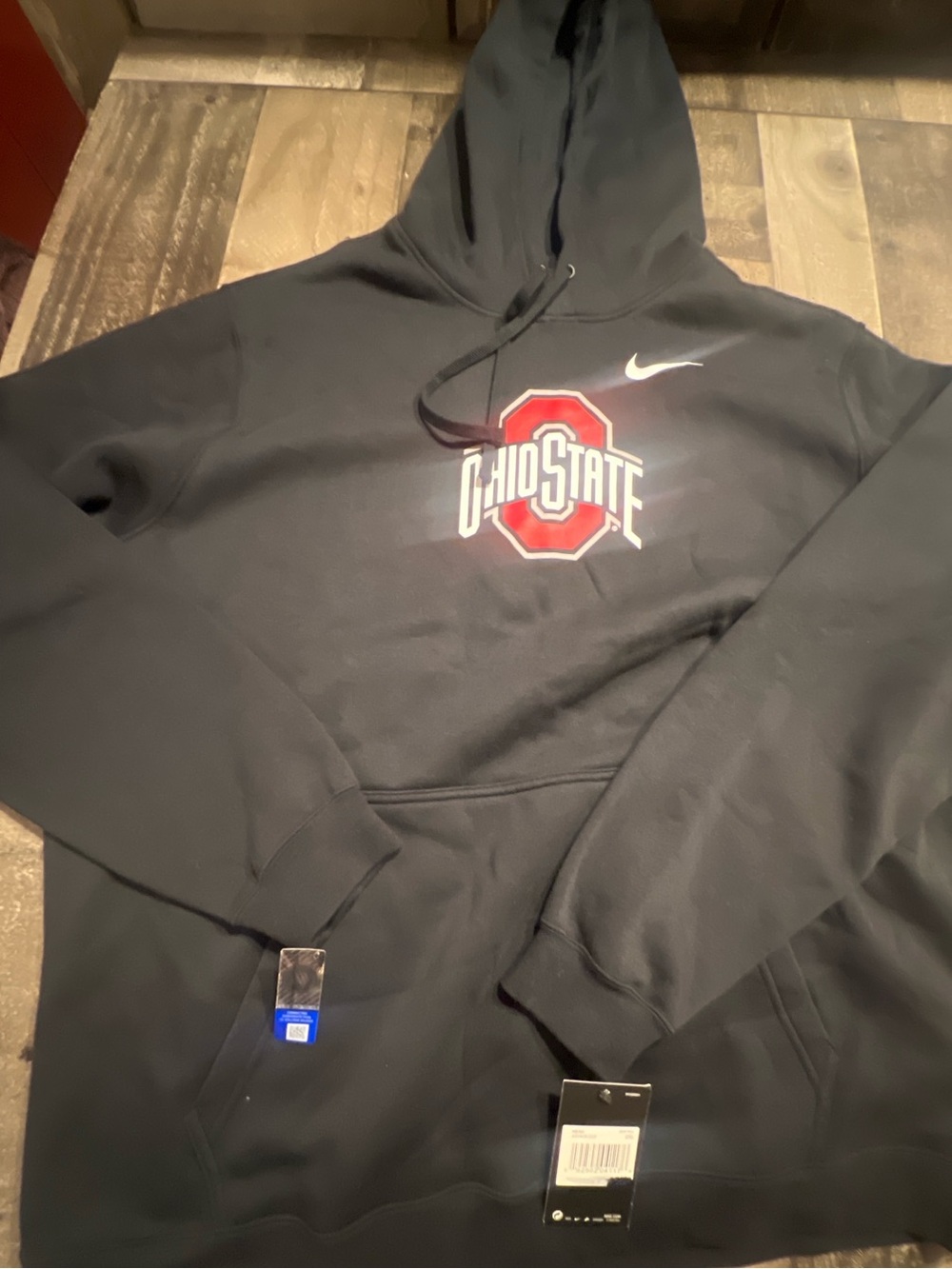 Nike Black Ohio State Crewneck Hoodie with Red Logo